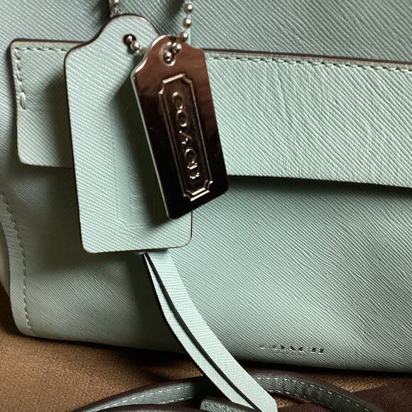 Coach Bleecker Mini Riley Carryall Leather Satchel Duck Egg Blue 30146 - Picture 2 of 8